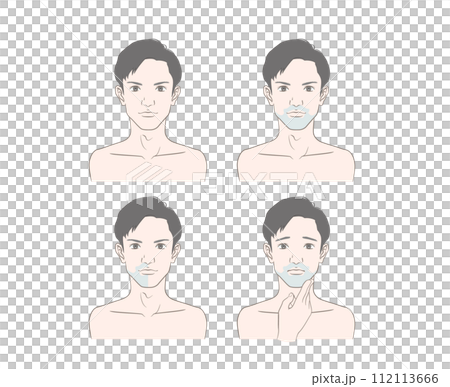 若い男性の青ヒゲついてのイメージイラストセット 112113666