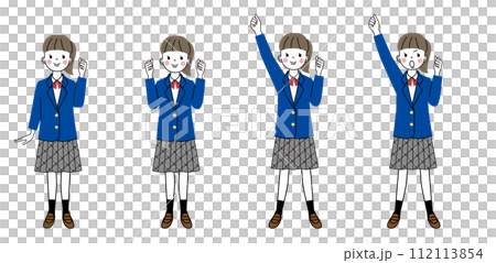 穿著制服的女學生做拳頭泵 112113854