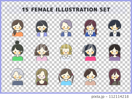 婦女兒童老人插畫素材集 112114218