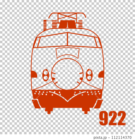 922形 ドクターイエローのシンプルなスタンプ風イラスト 赤色系 112114370