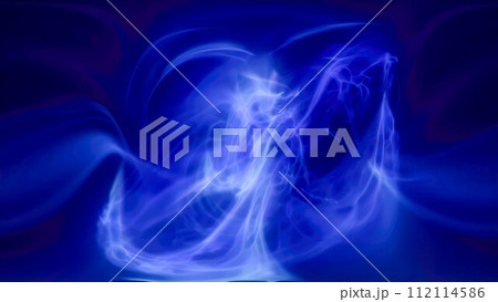 Blue purple energy magic waves and lines of liquid plasma smoke particles futuristic . Abstract background 112114586
