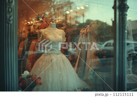 Shop window of a wedding dress shop. 112115111