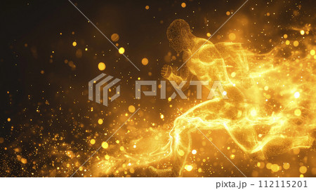 Running man in the form of gold particles. 112115201