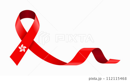 Hong Kong flag stripe ribbon wavy background layout. Vector illustration. 112115468