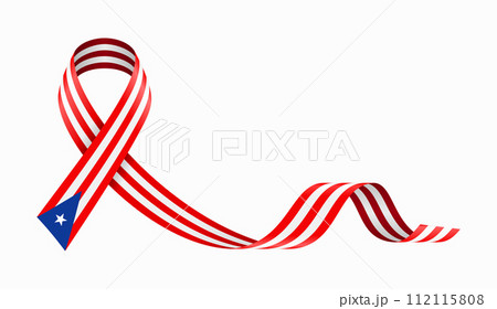 Puerto Rican flag stripe ribbon wavy background layout. Vector illustration. 112115808