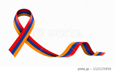 Armenian flag stripe ribbon wavy background layout. Vector illustration. 112115950