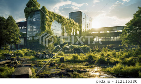 Old industrial building of an old closed down factory or ironworks. 112116380