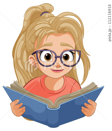 Young Girl Enjoying a Fascinating Book 112116918