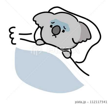 眠れないコアラの手書き風キャラクター 112117341