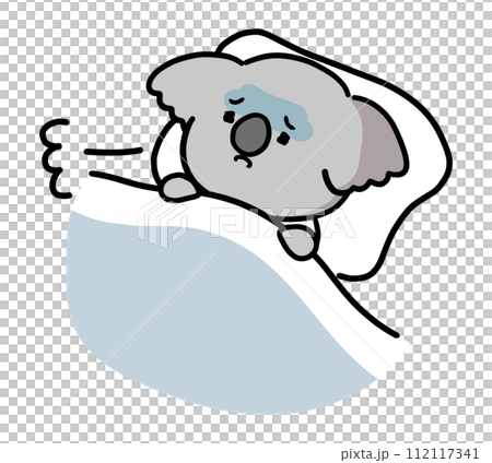 眠れないコアラの手書き風キャラクター 112117341