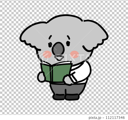 可愛的無尾熊角色站著看書 112117346