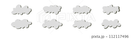 Cartoon cloud icon , fluffy shape. graphic designs and bubble like illustrations. Flat vector isolated on white background. 112117496