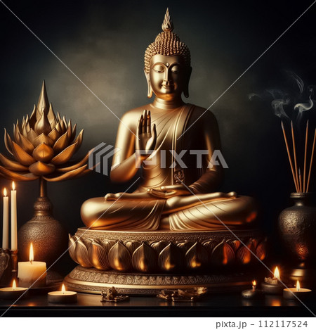 金色に輝く仏像 112117524