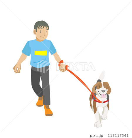 犬と散歩する子供のイラスト 112117541