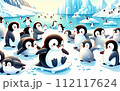 南極で遊ぶペンギン 112117624