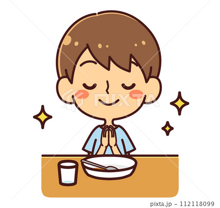ごちそうさまをする男の子 カレー イラスト素材 ごちそうさまをする男の子 カレー イラスト素材 112118099