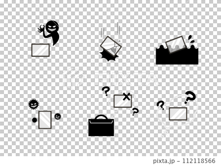 スマートフォン、タブレット端末　破損　トラブル　イメージイラスト素材 112118566