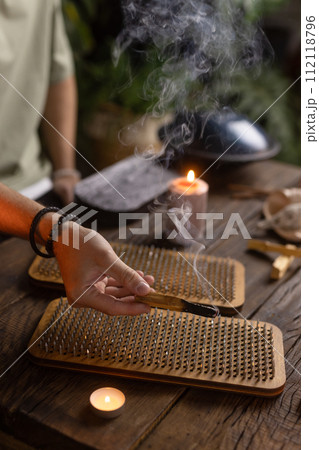 sandalwood for relaxation and meditation, meditation concept sandalwood for relaxation and meditation, meditation concept 112118796