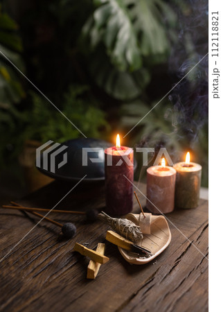 sandalwood for relaxation and meditation, meditation concept sandalwood for relaxation and meditation, meditation concept 112118821