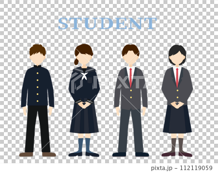 制服姿の学生のベクターイラスト 112119059