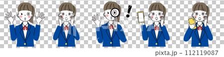 一個表情驚訝的女高中生 - 各種表情的插圖集 一個表情驚訝的女高中生 - 各種表情的插圖集 112119087