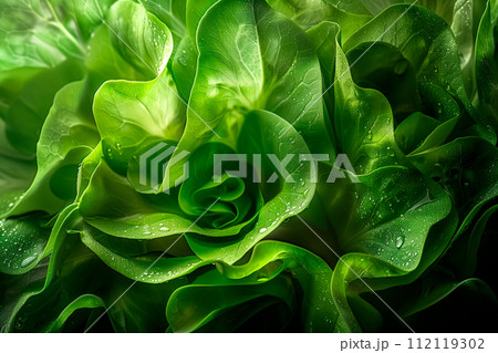 Endive lettuce isolated on white background. Fresh green salad leaves from garden 112119302