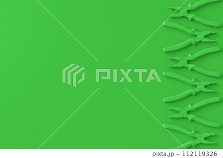 Set of monochrome hand tool pliers for repair and installation on 112119326