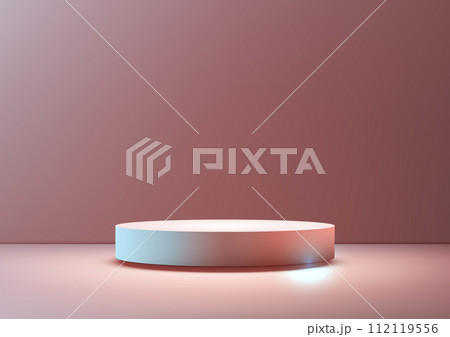 3D white podium against a pink backdrop with lighting minimal style 112119556