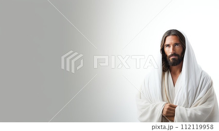 Religious concept of the son of god bible jesus christ, copy space background banner, utilization church faith in the almighty 112119958