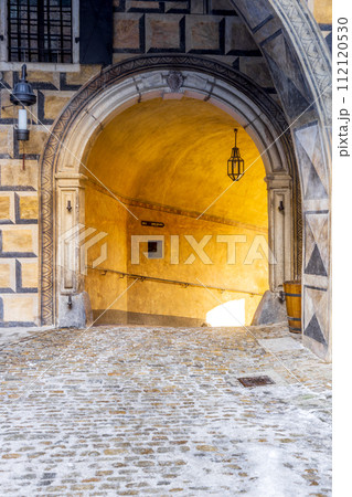 View of Cesky Krumlov in winter, Czech Republic. 112120530