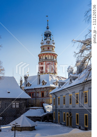 View of Cesky Krumlov in winter, Czech Republic. View of Cesky Krumlov in winter, Czech Republic. 112120536