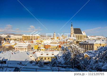 View of Cesky Krumlov in winter, Czech Republic. 112120705