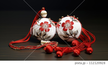 Celebrating spring's cheer: the joyous tradition of happy martisor, a Romanian cultural festivity marked by red and white talismans, symbolizing luck, optimism, and festive merriment on March 1st 112120928