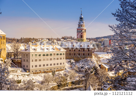 View of Cesky Krumlov in winter, Czech Republic. 112121112