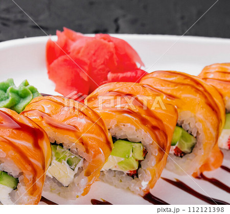 Philadelphia roll classic on white plate 112121398