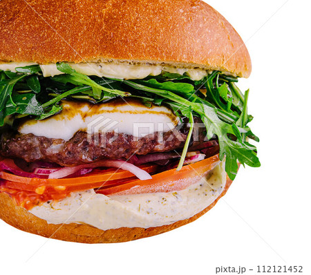 big and tasty burger with arugula big and tasty burger with arugula 112121452