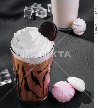 Hot chocolate with marshmallows and meringue Hot chocolate with marshmallows and meringue 112121468