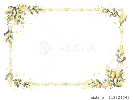 ミモザのフレーム 飾り枠 ミモザのフレーム 飾り枠 112121548