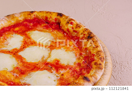 Traditional Neapolitan Pizza on wooden board 112121841