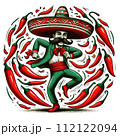 Illustration mexican with chilli pepper dance cinco de mayo 112122094