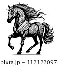 Illustration sillhouette horse engraving vector 112122097