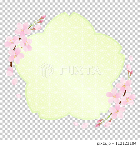 桜の花びらが舞うベクターフレーム 麻の葉紋 桜の花びらが舞うベクターフレーム 麻の葉紋 112122184