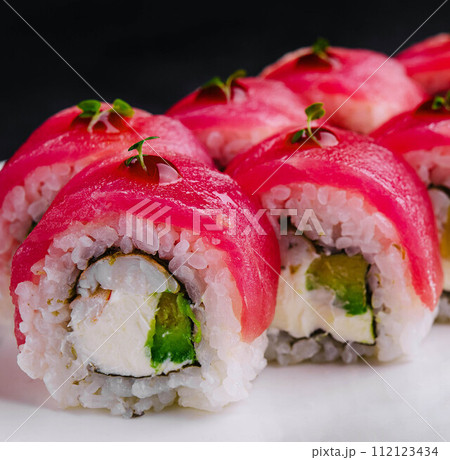 Sushi roll Maguro with tuna and shrimp Sushi roll Maguro with tuna and shrimp 112123434