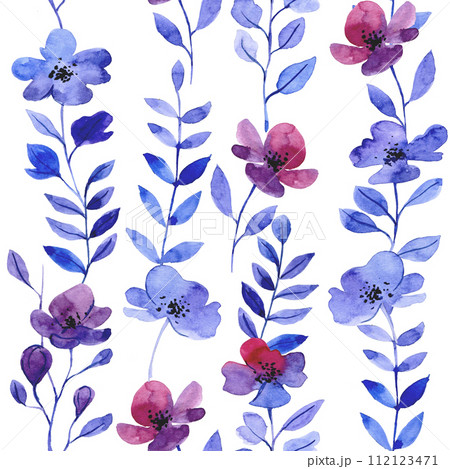 seamless pattern with watercolor abstract flowers in blue and pink. delicate pattern seamless pattern with watercolor abstract flowers in blue and pink. delicate pattern 112123471