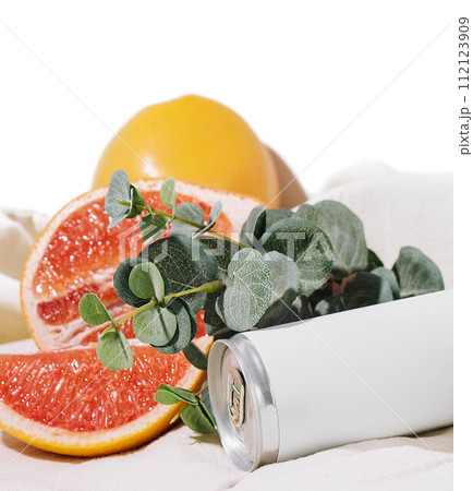 soda in a tin with oranges, grapefruits and pomegranate soda in a tin with oranges, grapefruits and pomegranate 112123909