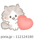 ハートを持ったふんわりかわいい長毛猫 112124180