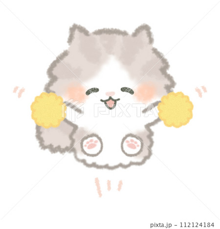 応援するふんわりかわいい長毛猫 応援するふんわりかわいい長毛猫 112124184