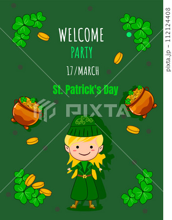 st patrick's day welcome party invitation card,poster,banner 112124408