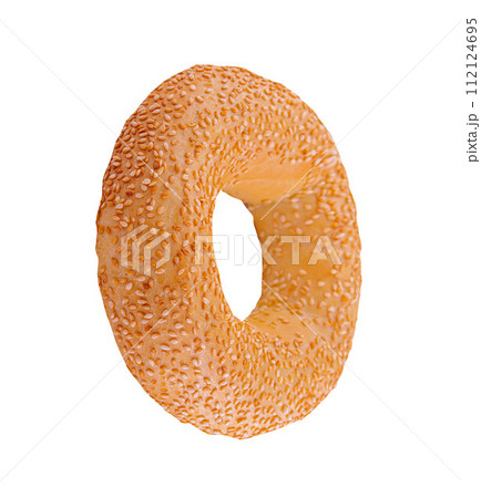 bagel with sesame seeds isolated on white 112124695