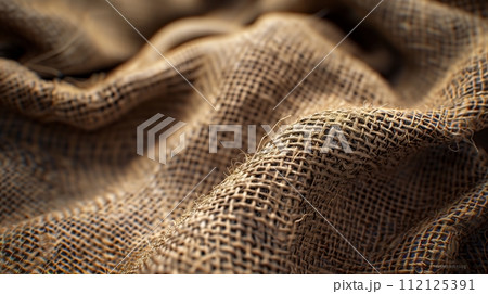 Sackcloth texture background in close-up with a shallow depth of field. 112125391